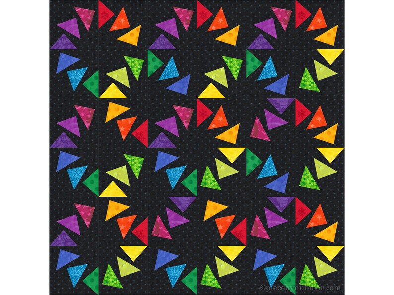 Kreise von Gänsen Papierstück Quilt Blockmuster PDF download, 12 inch, einfaches Ansetzen FPP, Farbkreis fliegende Gänse geometrisch Bild 8