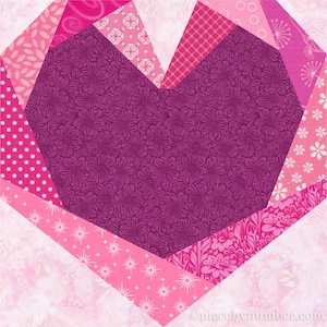 Twisted Ribbon Heart paper piece quilt block pattern PDF, 6 & 12 inch, signature album block, easy FPP, wedding valentines baby kids image 6