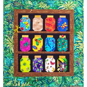 Mini Bug Jar paper pieced quilt pattern PDF, 22x24 in, insect critter animal jam mason canning jar bottle miniature quilt kids boys nature