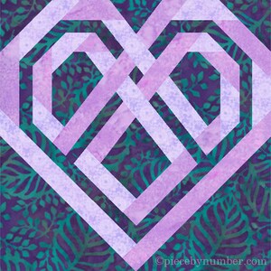 Celtic Heart paper pieced quilt block pattern PDF download, 6 & 12 inch, foundation piecing, knot love interwoven valentine wedding quilt image 8