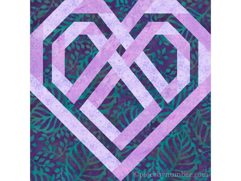 Celtic Heart paper pieced quilt block pattern PDF download, 6 & 12 inch, foundation piecing, knot love interwoven valentine wedding quilt image 8