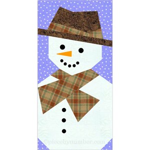 Snowman paper pieced quilt block pattern PDF, 6 x 12 inch, winter holiday Christmas xmas noel, mug rug, foundation piecing FPP imagem 5