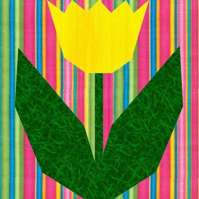 Tulip quilt block pattern paper piecing instant download | Etsy