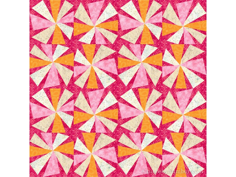 Tumbleweed paper pieced quilt block pattern PDF download, 6 inch & 12 inch, easy foundation piecing FPP, asymmetric wonky star windmill image 8