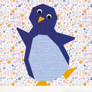 Penguin paper pieced quilt block pattern PDF download, 12 inch, foundation piecing FPP, dancing penguin arctic bird animal winter holiday image 6