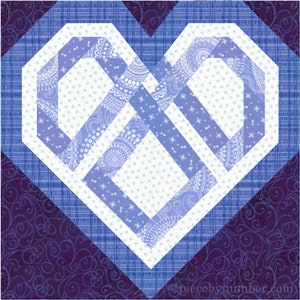 Celtic Heart paper pieced quilt block pattern PDF download, 6 & 12 inch, foundation piecing, knot love interwoven valentine wedding quilt image 6