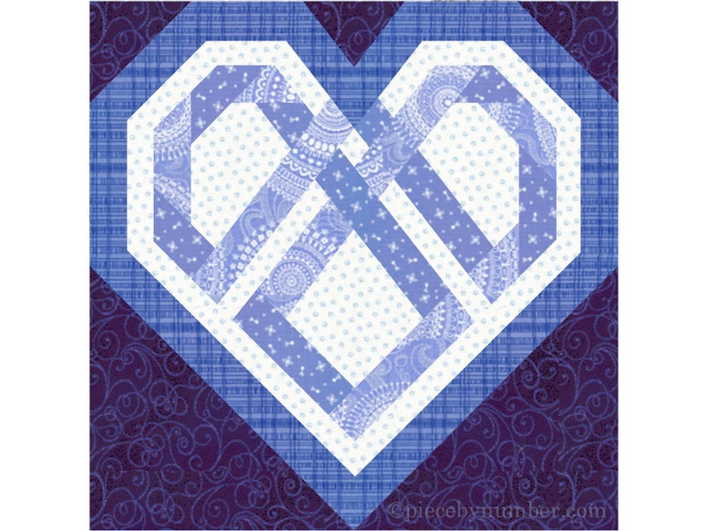 Celtic Heart paper pieced quilt block pattern PDF download, 6 & 12 inch, foundation piecing, knot love interwoven valentine wedding quilt image 6