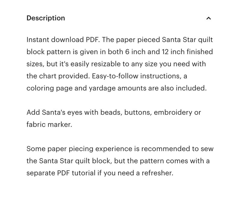 Santa Claus Star paper pieced quilt block pattern PDF download, 6 & 12 in, foundation piecing FPP, Saint Nick Christmas xmas holiday kids image 7