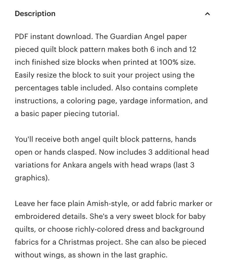 Beschermengel papieren quiltblokpatroon PDF-download, 6 & 12 inch, Ankara engel baby Christmas xmas foundation piecing FPP afbeelding 7
