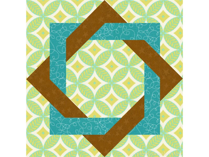 Interlocked Squares paper piece quilt block pattern PDF download, 12 inch, foundation piecing FPP, interwoven squares celtic knot star image 2