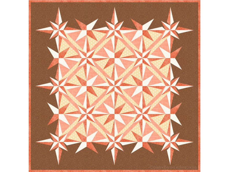 Sailor's Star paper piece quilt pattern PDF, 58 x 58, foundation piecing FPP, mariner's compass sailboat geometric sofa throw nautical image 4