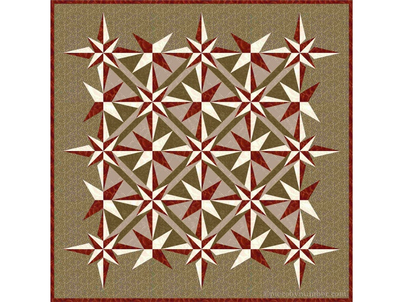 Sailor's Star paper piece quilt pattern PDF, 58 x 58, foundation piecing FPP, mariner's compass sailboat geometric sofa throw nautical image 1