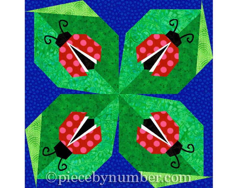 Ladybug quilt block pattern paper pieced quilt patterns Etsy