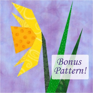 9 Flowers paper pieced block quilt patterns w/bonus block PDF, 6 & 12 inch, foundation piecing FPP, botanical flower floral garden nature image 2