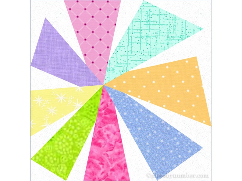 Tumbleweed paper pieced quilt block pattern PDF download, 6 inch & 12 inch, easy foundation piecing FPP, asymmetric wonky star windmill image 4