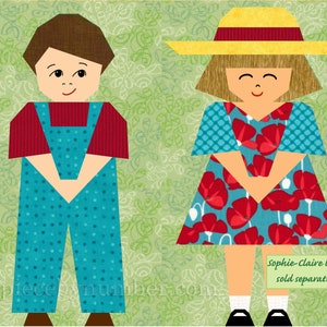 Alexander little boy quilt block pattern for paper piecing PDF download, 12 x 7 inch, foundation piece FPP, kids baby child people figure image 5