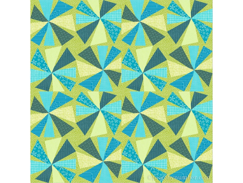 Tumbleweed paper pieced quilt block pattern PDF download, 6 inch & 12 inch, easy foundation piecing FPP, asymmetric wonky star windmill image 3