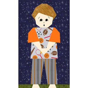 Alexander little boy quilt block pattern for paper piecing PDF download, 12 x 7 inch, foundation piece FPP, kids baby child people figure image 8