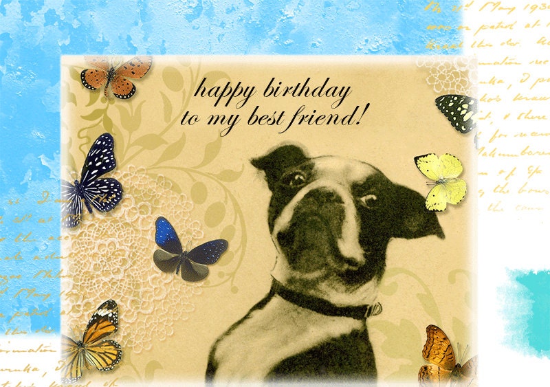 Boston Terrier Birthday Greeting Card. Comes With a Free ATC - Etsy
