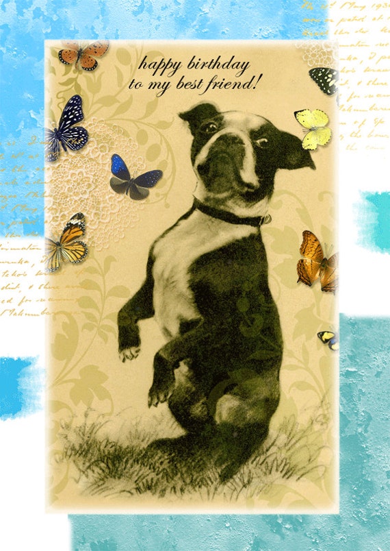 Boston Terrier Birthday Greeting Card. Comes With a Free ATC - Etsy