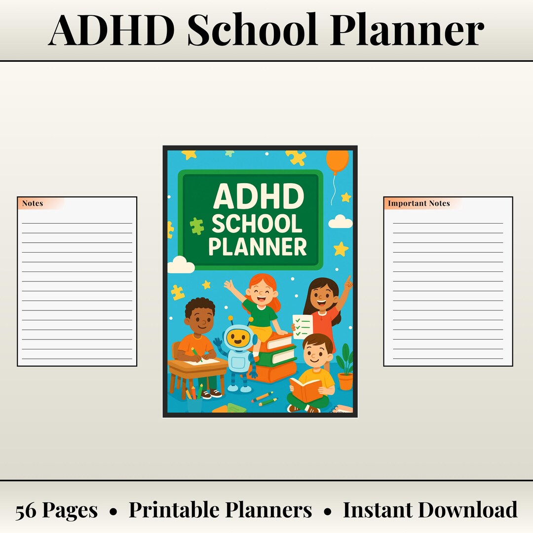 ADHD School Planner Printable PDF for Kids - 56 Pages A4 US Letter - Etsy