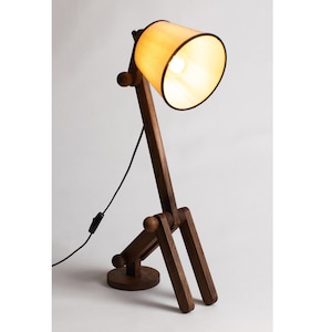 Wood Lamp, Handmade Walnut Wood Lamp, Decor Lamp, Wooden Table Lamp, Unique Bedside Lamp, Vintage Decor Desk Lamp