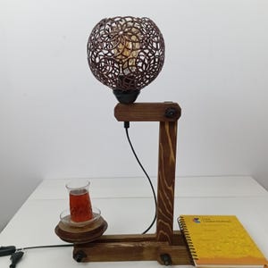 Wood Lamp, Handmade Walnut Wood Lamp, Decor Lamp, Wooden Table Lamp, Unique Bedside Lamp, Vintage Decor Desk Lamp