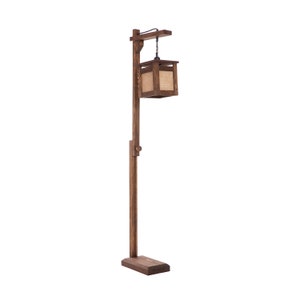 Vintage Style Handcrafted Pine Wood Floor Lamp - Unique Home Lighting