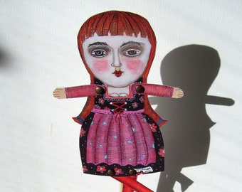 7" PAPER DOLL artisanat en papier adulte découpé avec une marionnette de teckel bavarois bricolage techniques mixtes art populaire décor à la maison amusant femme excentrique idiote