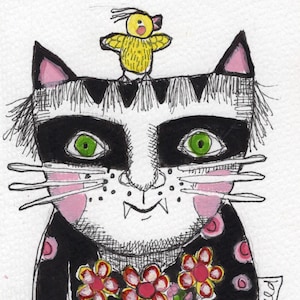 GRAND AUTOCOLLANT chat fille décorer scrapbooking journal téléphone ordinateur carte papier 2,5 x 3,5 insertion de carte collage cadeau amitié