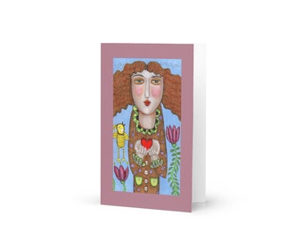 4x6" GREETING CARD art print heart woman friendship love cheerful boyfriend art print wall valentine