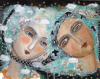 Peinture Imprimer femmes esprit sœurs mystère éthéré