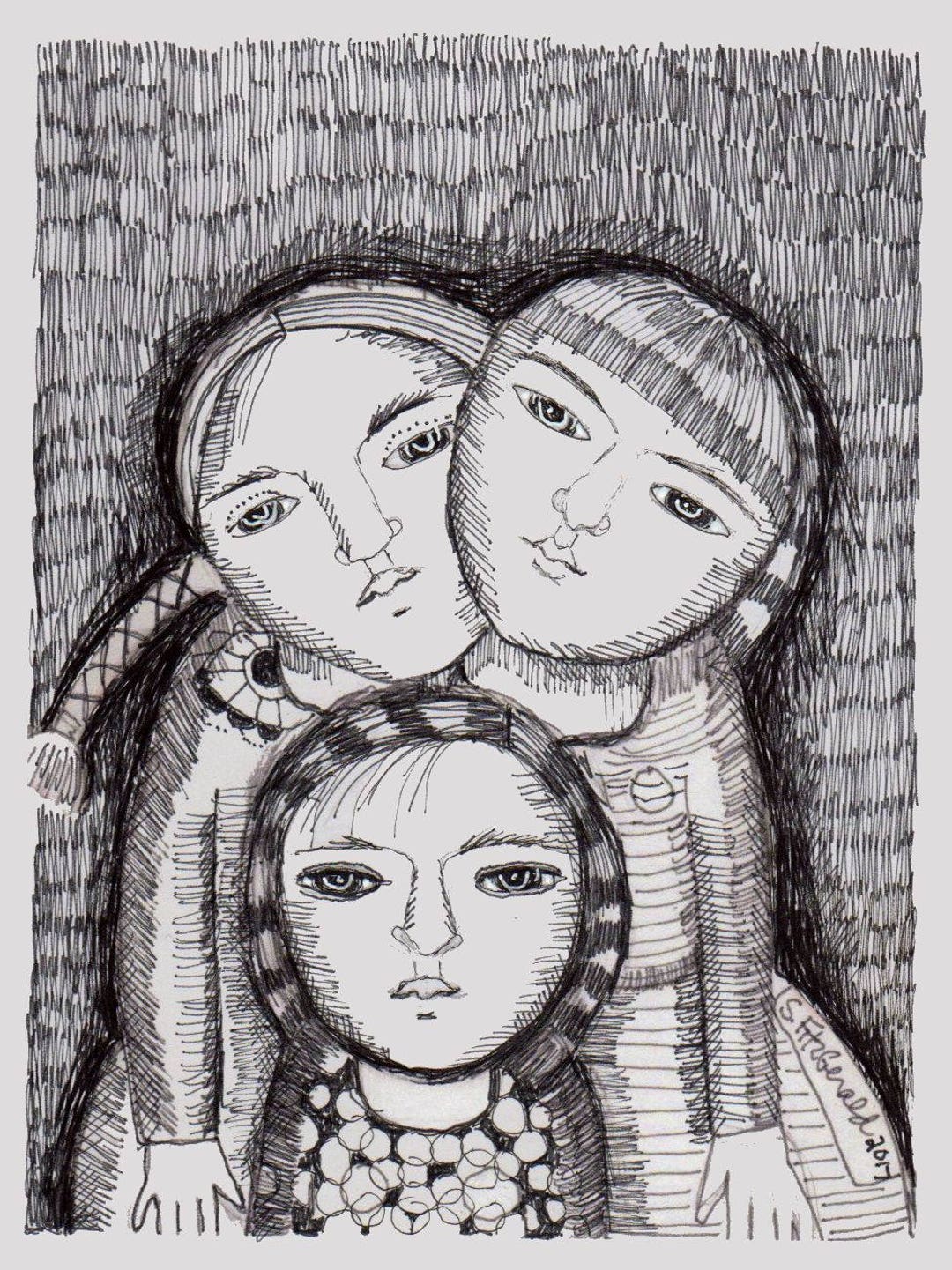 Color Your Own Digital Download Diy Paper Craft Paper Girls Sisters