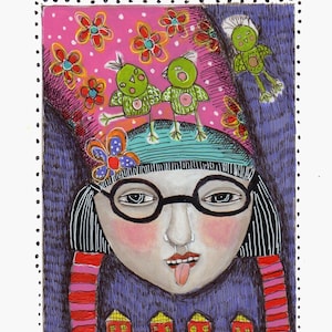 GRAND AUTOCOLLANT femme oiseau stupide décorer scrapbooking journal téléphone ordinateur carte papier 2,5 x 3,5 insertion de carte collage cadeau amitié