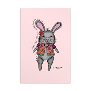 Impression d'art 10 x 15 cm, impression d'art, carte postale, lapin, illustration originale, amusant, coloré, rétablissement, amitié, cadeau, décoration, mur, maison