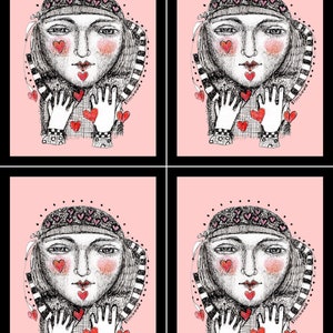 Digitaler Download diy Papier Handwerk Druck Original Mixed Media Illustration Grußkarte Note Karten