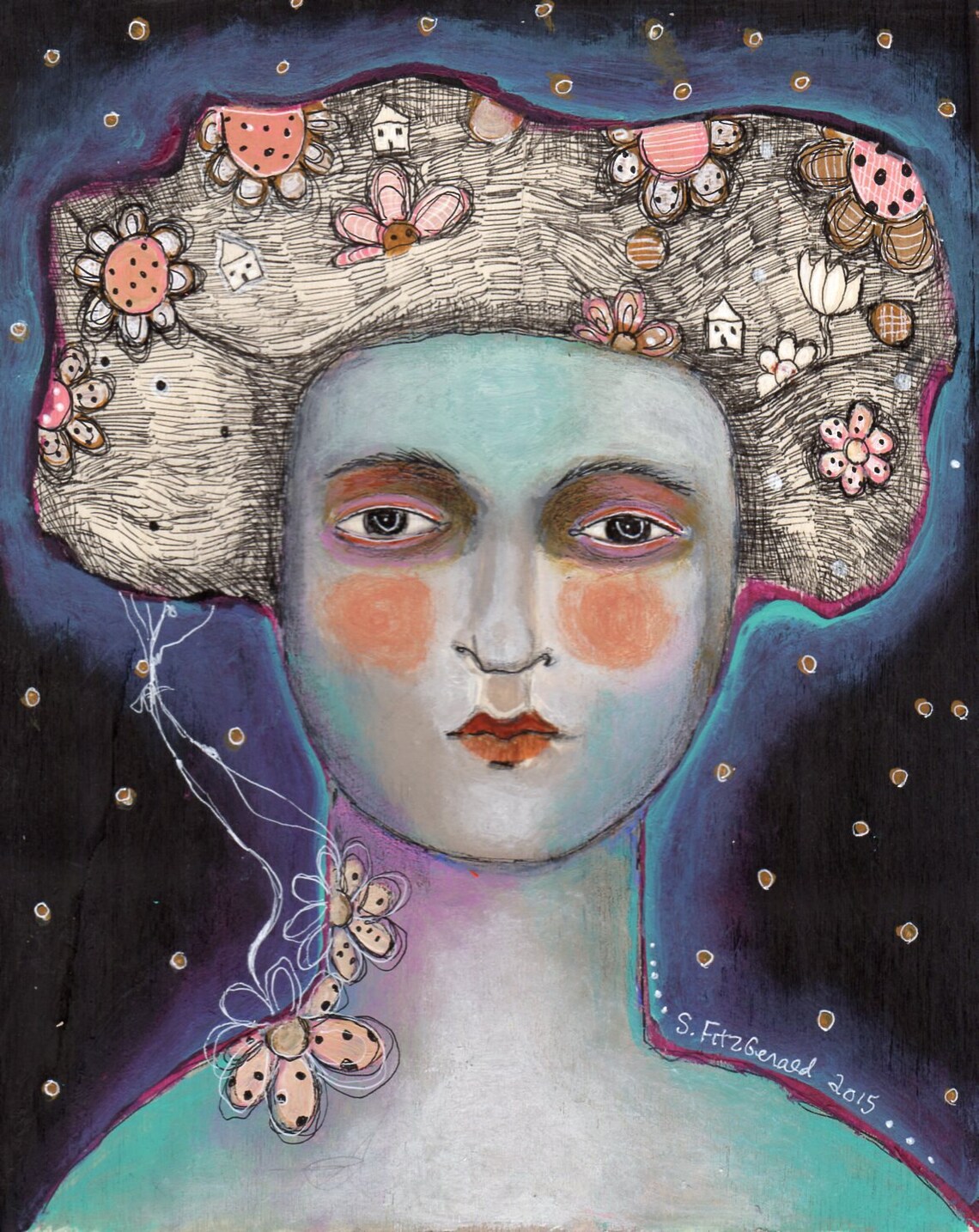 Aceo Print Artist Trading Card Collect Colorful Ocean Girl Etsy Canada