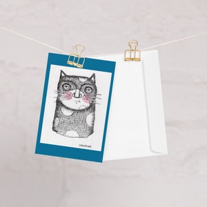 4x6 GRUSSKARTE Katze Junge Unisex Freundschaft Geschenk Mann Frau Kind Geschlecht neutraler Druck 4x6