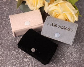 Bolsa de anillo personalizada, bolsa de anillo de terciopelo con botón, soporte de anillo de terciopelo, caja de anillo, bolsa protectora de anillo de viaje, bolsas de joyería con logotipo personalizado