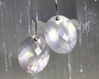 Rose Quartz Oval Cushion Cut Earrings