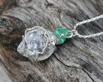 Herkimer Diamond Emerald Necklace