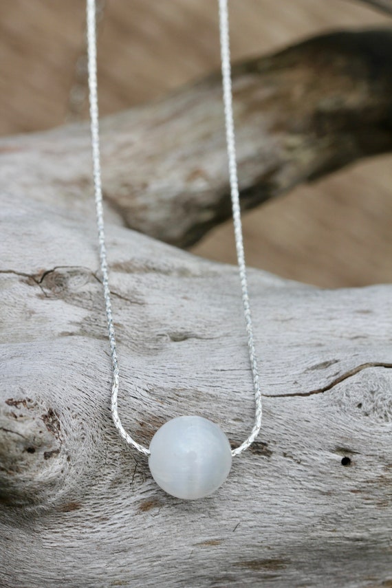 Selenite bead necklace sale