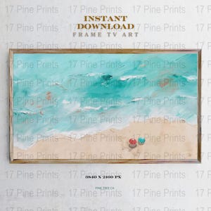 Coastal Beach TV Art,  Digital File for Frame TV | Ocean Waves & Summer Decor