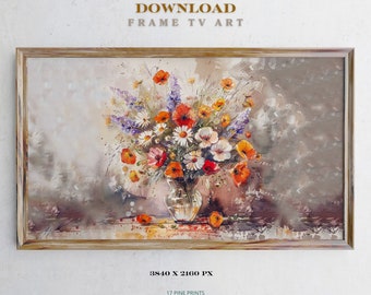 Floral Bouquet Frame TV Art, Summer Painting (Digital Download)