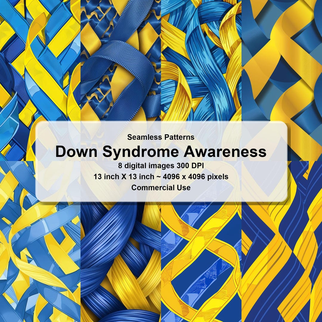 Blue and Yellow Down Syndrome Awareness Digital Patterns - Etsy