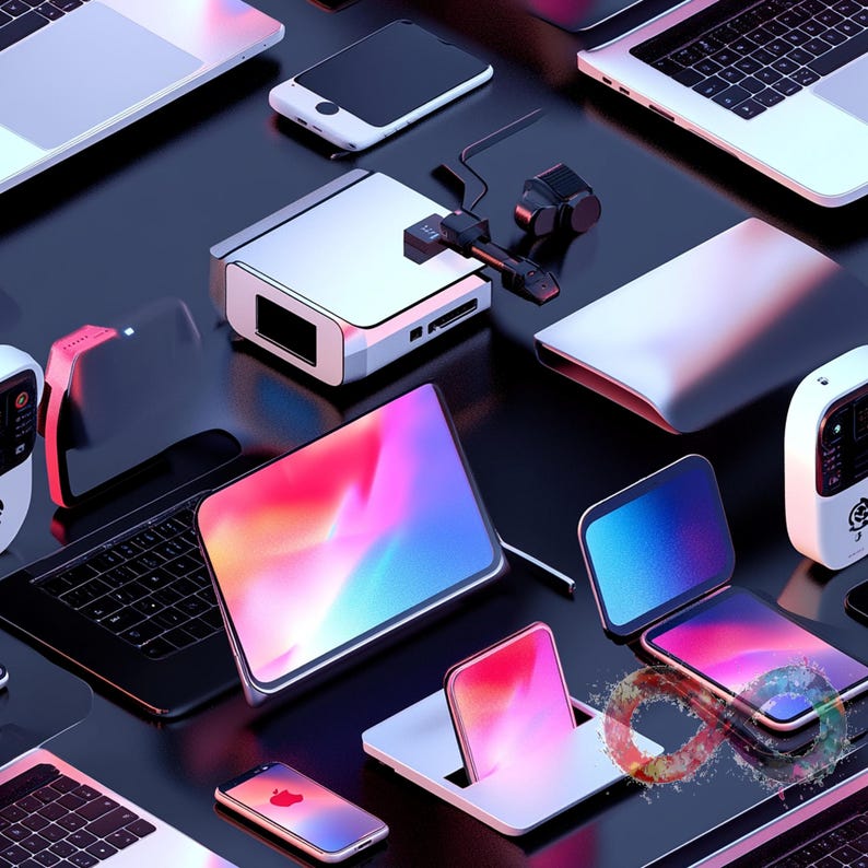Cyber Monday Seamless Digital Patterns Tech Gadgets, Laptops