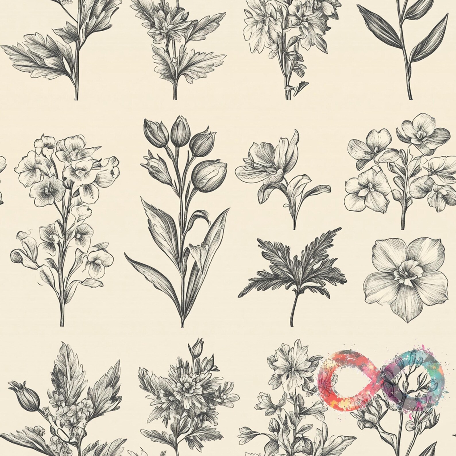 Vintage Floral Engravings | Classic Botanical Seamless Patterns - Etsy