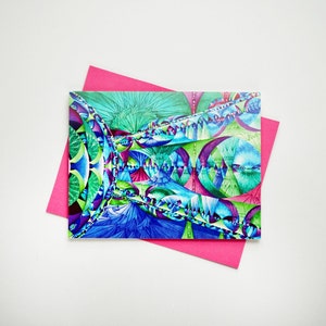 Blauwe en groene kaart met landschapsdruk