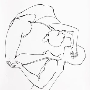 Minimalist Pen on Paper Drawing of Dancers