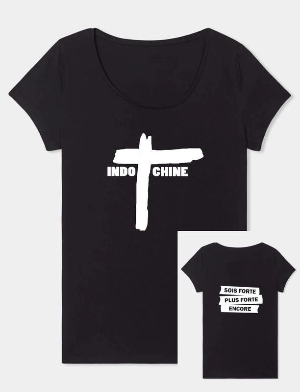 T-shirt Femme Manches Bridées Avec Motif Croix - Taille 48 - Noir - Occasion Très Bon état
